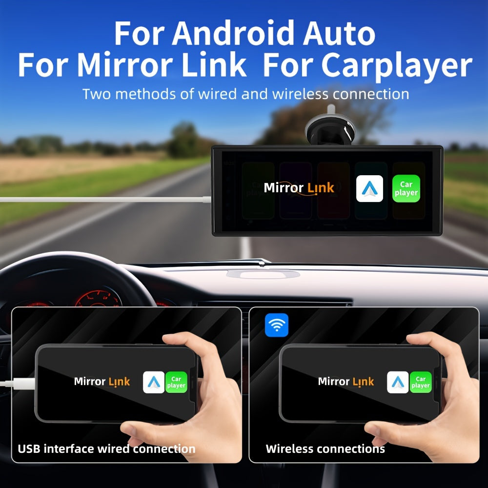 26.06cm Touchscreen Wireless Carplayer Portable Car Stereo Android Auto, Car Play Navigation With Voice Control, Handsfree Call/Music, AUX/FM Transmitter, Car Radio Receiver