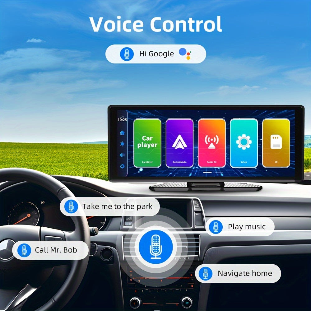 26.06cm Touchscreen Wireless Carplayer Portable Car Stereo Android Auto, Car Play Navigation With Voice Control, Handsfree Call/Music, AUX/FM Transmitter, Car Radio Receiver