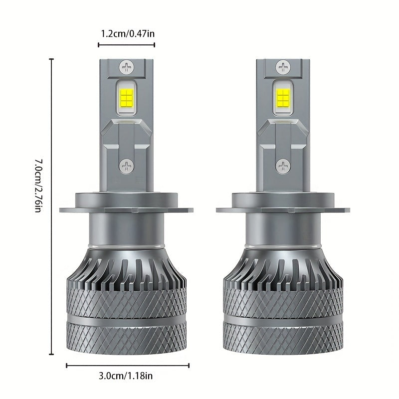 لمبات أمامية ليد للسيارة 2 قطعة H11 - 9005/HB3، 9006/HB4، 9012/HIR2 للأنوار العالية والمنخفضة، 6500K أبيض، 600% أكثر إشراقاً، 80000 لومن مع وحدة ت