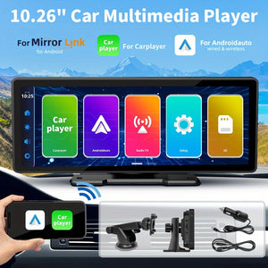 26.06cm Touchscreen Wireless Carplayer Portable Car Stereo Android Auto, Car Play Navigation With Voice Control, Handsfree Call/Music, AUX/FM Transmitter, Car Radio Receiver