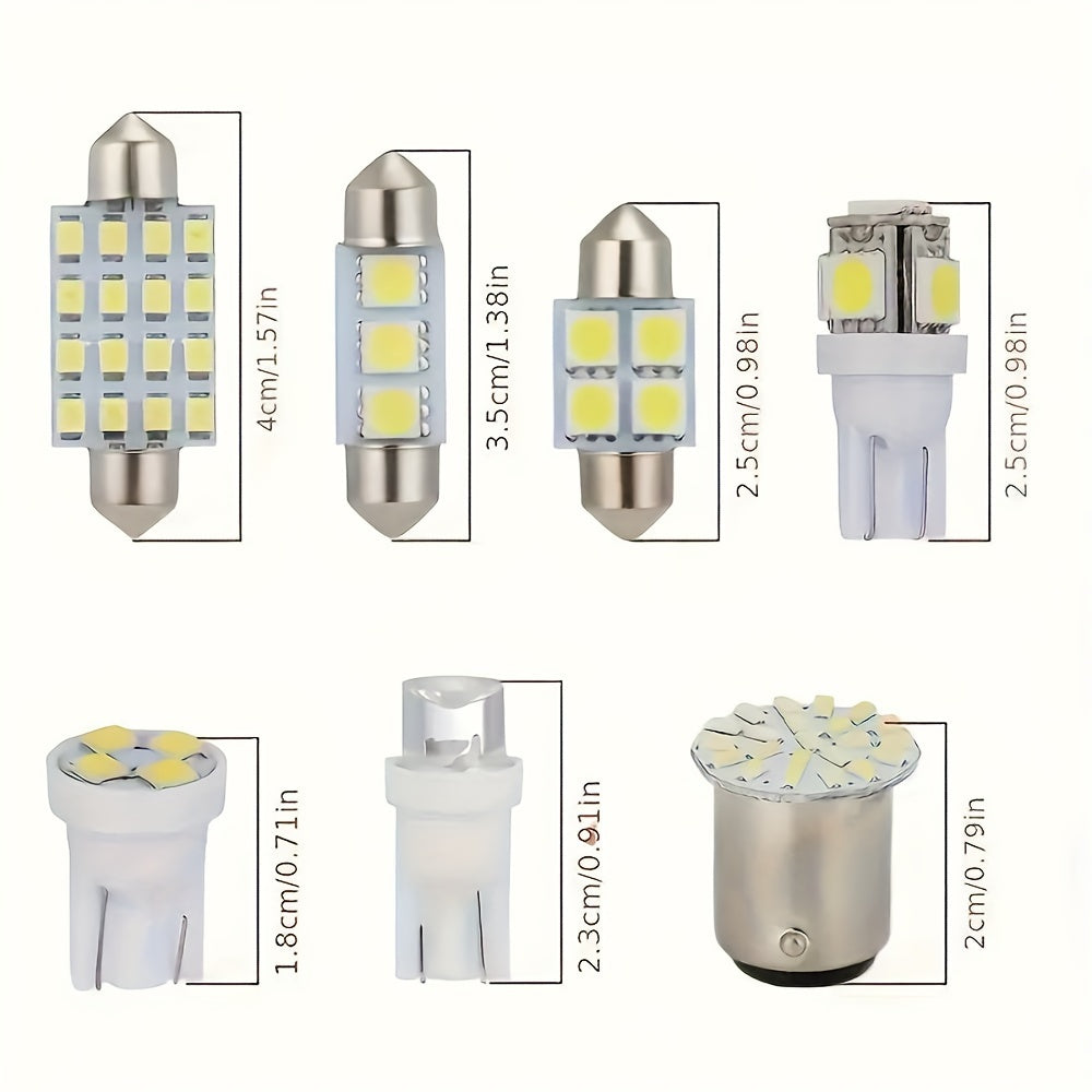 مجموعة 14 قطعة من مصابيح LED للإضاءة الداخلية للسيارة BXE، للمصابيح العلوية، الخريطة، الأبواب، إضاءة الترحيب، ولوحات الترخيص،