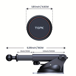 حامل هاتف مغناطيسي للسيارة 2 في 1، مغناطيس قوي من نوع N52 مع قاعدة تثبيت على لوحة القيادة وفتحة المكيف، مع ذراع قابل للتعديل لج